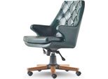 Sedia Da Ufficio Per Studio Con Rotelle E Bottoni Verdi Pelle Classica Chesterfield