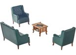 Sedute Classic Chesterfield Green Set 3 Sedute Poltrona Tavolino Marrone