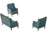 Set Di Divani Chesterfield Poltrona 3 Posti In Pelle Bottoni Verdi Divano