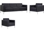 Mobili Da Ufficio Poltrona Design Divano 3 Posti Rivestimento Tessile 2X Poltrona Lusso Seduta Relax