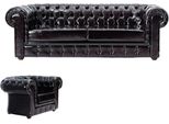 Set Di Divani 2+1 Posti Chesterfield In Pelle Divano Moderno Relax Poltrona 2 Pezzi