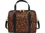 Fossil Borsa A Tracolla Borsetta Carlie Satchel Leopard Marrone Chiaro
