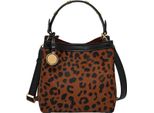 Fossil Borsa A Tracolla Borsetta Jessie Bucket Crossbody Bag Leopard Marrone Chiaro