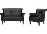 Set Di Divani Nero 2 Posti Poltrona Divani Moderni In Pelle Completo Legno