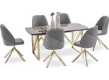 Set Da Pranzo Elegante Tavolo Rettangolare Nero Oro Sedie Comode
