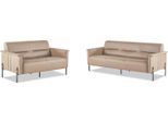 Set Moderno Di Divani A 3 Posti E 2 Posti Divani In Pelle Acciaio Inox Completo In Pelle