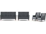 Set Completo Di Divani 3 Posti 2 Posti Poltrona Poltrona Chesterfield Nera