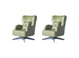 Set Poltrona Chesterfield Tappezzeria Verde Piedi Classici In Acciaio Inox Cuscini In Pelle