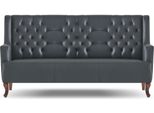 Set Di Divani Chesterfield A 3 Posti Poltrona In Pelle Nera Legno Classico Divano