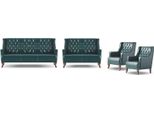 Set Di Divani Chesterfield In Pelle Verde Classico Poltrona A 3 Posti Poltrona A 2 Posti In Legno