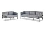 Set Di Divani Moderni 3 Posti 2 Posti In Pelle Tessile Grigia In Acciaio Inox