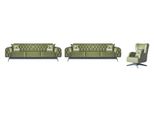 Divani Chesterfield In Pelle 3Pcs 2X Poltrona 3 Posti Verde Divano Classico 3Pcs.