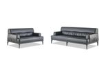 Set Di Divani Moderno 3 Posti 2 Posti Nero Divani In Pelle Acciaio Inox Legno