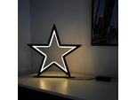 Stella Led In Metallo Nero - Circa 34 X 33 Cm - 70 Led Bianco Caldo / A Batteria