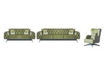 Set Di Divani Chesterfield 3 Posti 2 Posti In Pelle Legno Poltrona Verde Classico