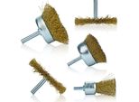 Rosfix Set Di Spazzole Metalliche, 5 Pezzi - Esagonale Da 1/4", Filo Di Ottone, 25 – 65 Mm | Per Trapano, Metallo, Ruggine, Vernice, Lucidatura"