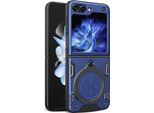 Custodia Per Samsung Galaxy Z Flip 6 / Z Flip 7 Fe A Doppio Strato Con Supporto Ad Anello Blu