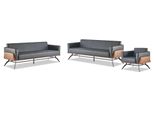 Set Di Divani Nero Marrone Poltrona A 3 Posti Divani In Pelle Acciaio Inox Legno