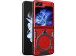 Custodia Per Samsung Galaxy Z Flip 6 / Z Flip 7 Fe A Doppio Strato Con Supporto Ad Anello Rosso