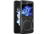 Custodia Per Samsung Galaxy Z Flip 6 / Z Flip 7 Fe A Doppio Strato Con Supporto Ad Anello Nero