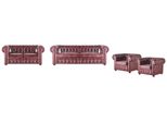 Set Divano Divano Chesterfield 3 Posti 2 Posti Poltrona Bordeaux Set 4 Pezzi.