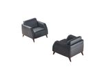 Set Di Poltrone In Pelle Poltrona Nera Legno 1 Posto Moderna Tappezzeria Morbida