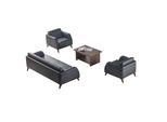 Set Di Divani Nero Poltrona 3 Posti Colore Marrone Tavolino Da Caffè Divani In Pelle