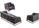 Set Di Divani Mobili In Pelle Divani A 3 Posti Poltrona In Acciaio Inox Legno Nero
