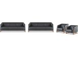 Set Completo Di Divani 3 Posti Poltrone Sedute Pelle Nera Divani Morbidi