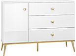Selsey Darrby - Credenza A 1 Anta Con 3 Cassetti Bianco Opaco / Lucido 120 Cm