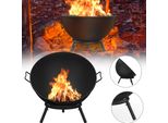 Sessamen-Lp Ciotola Del Fuoco Cesto Del Fuoco Ø 60Cm Inclinabile Con 3 Treppiede Griglia Di Carbone Giardino Fuoco Palla Di Fuoco Barile, Multifunzionale Fire Pit Per Il Riscaldamento, Giardino, Terrazza, Barbecue