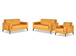 Set Di Mobili Divano Poltrona 2 Posti Moderno Giallo Pelle Divani In Pelle Acciaio Inox