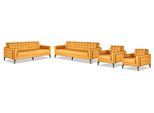 Divani In Pelle Set Di Divani Poltrona A 3 Posti Divano Chesterfield Moderno Giallo 4 Pezzi.
