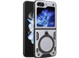 Custodia Per Samsung Galaxy Z Flip 6 / Z Flip 7 Fe A Doppio Strato Con Supporto Ad Anello Argento