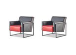 Poltrona Nero Rosso Pelle Set Acciaio Inox Poltrona Moderna Pelle Legno
