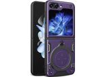 Custodia Per Samsung Galaxy Z Flip 6 / Z Flip 7 Fe A Doppio Strato Con Supporto Ad Anello Viola