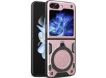 Custodia Per Samsung Galaxy Z Flip 6 / Z Flip 7 Fe A Doppio Strato Con Supporto Ad Anello Rosa