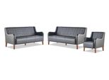 Set Di Divani Poltrona 3 Posti Pelle Nera Divani Moderni In Legno