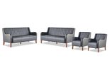 Divani In Pelle Set Di Divani Poltrona A 3 Posti In Pelle Nera Legno Moderno