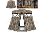 Tenda Da Caccia Costway Per 2-3 Persone, Tenda Mimetica Trasparente A 360°, Rifugio Da Caccia Pieghevole Con Borsa Di Trasporto E 4 Lati Piccoli Espandibili