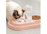 Ciotola Per Animali Domestici Alimentatore Automatico Doppia Ciotola Per Animali Domestici Erogatore D'acqua Multifunzionale Per Animali Domestici Con Bottiglia D'acqua - Rosa