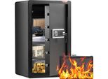 Cassaforte Sicura Per Mobili Con Chiave E Password - 42X38X70 Cm - Nero - Sistema Di Allarme - Parete Divisoria - Illuminazione A Led - Montaggio A Parete