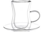 Set Di 4 Bicchieri Da Tè Da 150 Ml A Doppia Parete Con Manico, Resistenti Al Calore E Trasparenti