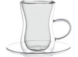 Set Di 4 Bicchieri Da Tè Da 150 Ml A Doppia Parete Con Manico, Antracite Resistente Al Calore