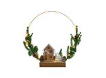 Scena Invernale Illuminata Con Anello Con Abete Verde - Ø 32 Cm Circa - Decorazione Natalizia A Led Con Timer