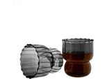 Set Di 6 Bicchieri Moderni 300 Ml Riffle Design In Vetro Borosilicato Nero