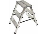 Scala In Alluminio Con 3 Gradini Antiscivolo, Pieghevole, Scala A Gradini, Scala Multiuso, Portata Fino A 125 Kg Grigio Argento
