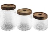 Set Di 3 Barattoli In Vetro Borosilicato Con Coperchio Ermetico In Legno