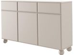 Selsey Cioccolato - Credenza A 3 Ante Su Piedini A Sfera Con Tre Cassetti Beige 150 Cm