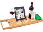 Lusso Bagno Regolabile Vasca Da Bagno Rack Bambù Caddy Scaffale Doccia Vassoio Vaschetta Sopra Libro Asciugamano Supporto Vino